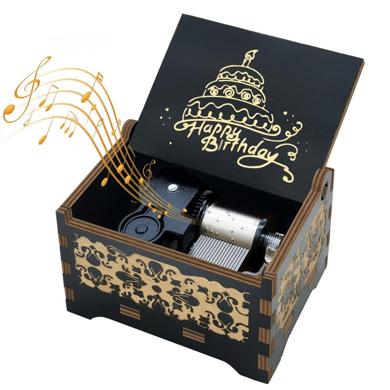 Sooharic Music Box Happy Birthday Gifts for Boys, Girls, Friends - 18 Note Mechanism Wooden Music Box Wind Up - Image 1